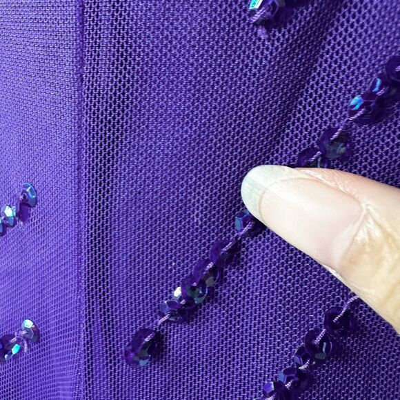 Vintage Y2K Purple Blue V-Neck Beaded Bodycon Maxi Prom Dress Size S - Picture 11 of 11